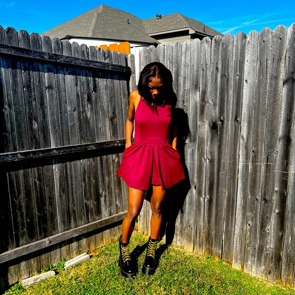 Burgundy dress/w shorts - Picture 4 of 5